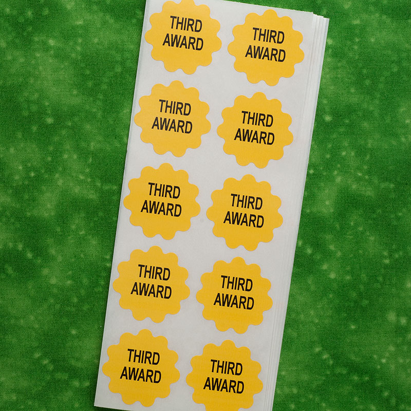 100 Pack Yellow Third Place Award Seals