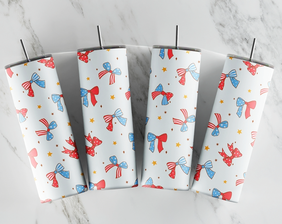 red white blue ribbon tumbler