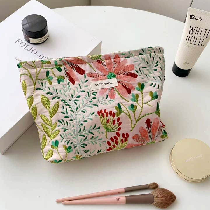 large floral makeup bag
