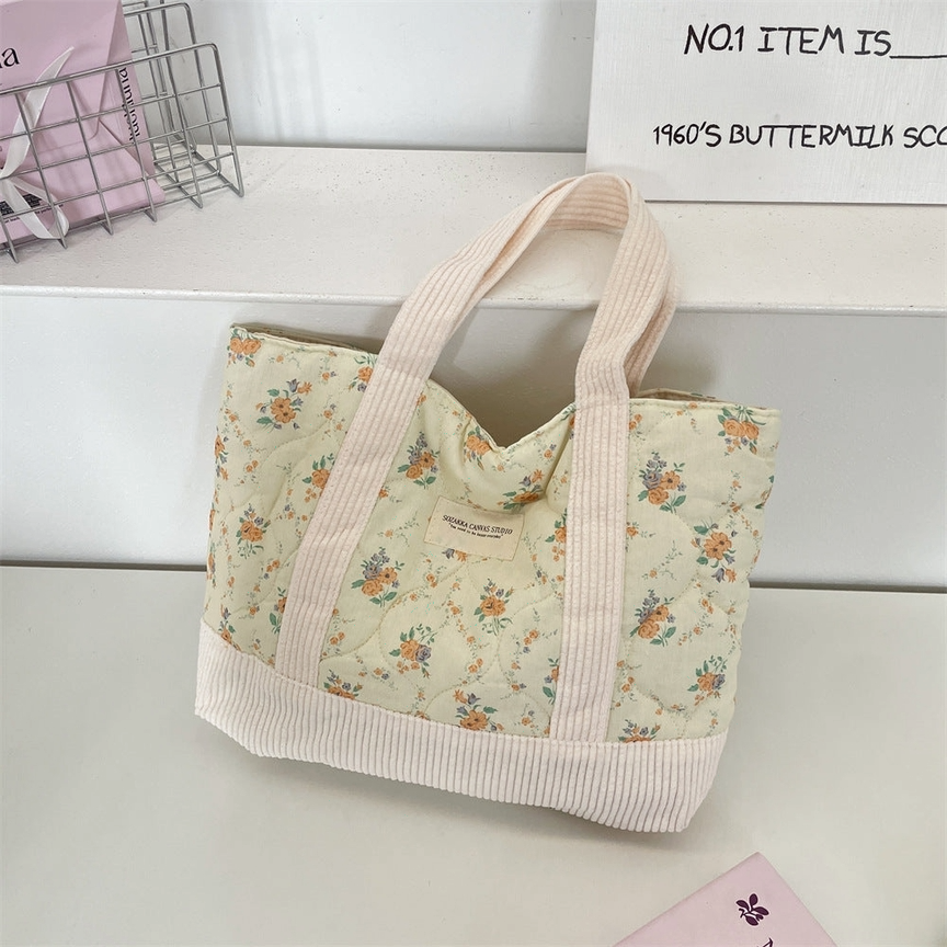 Orange Floral Canvas Tote