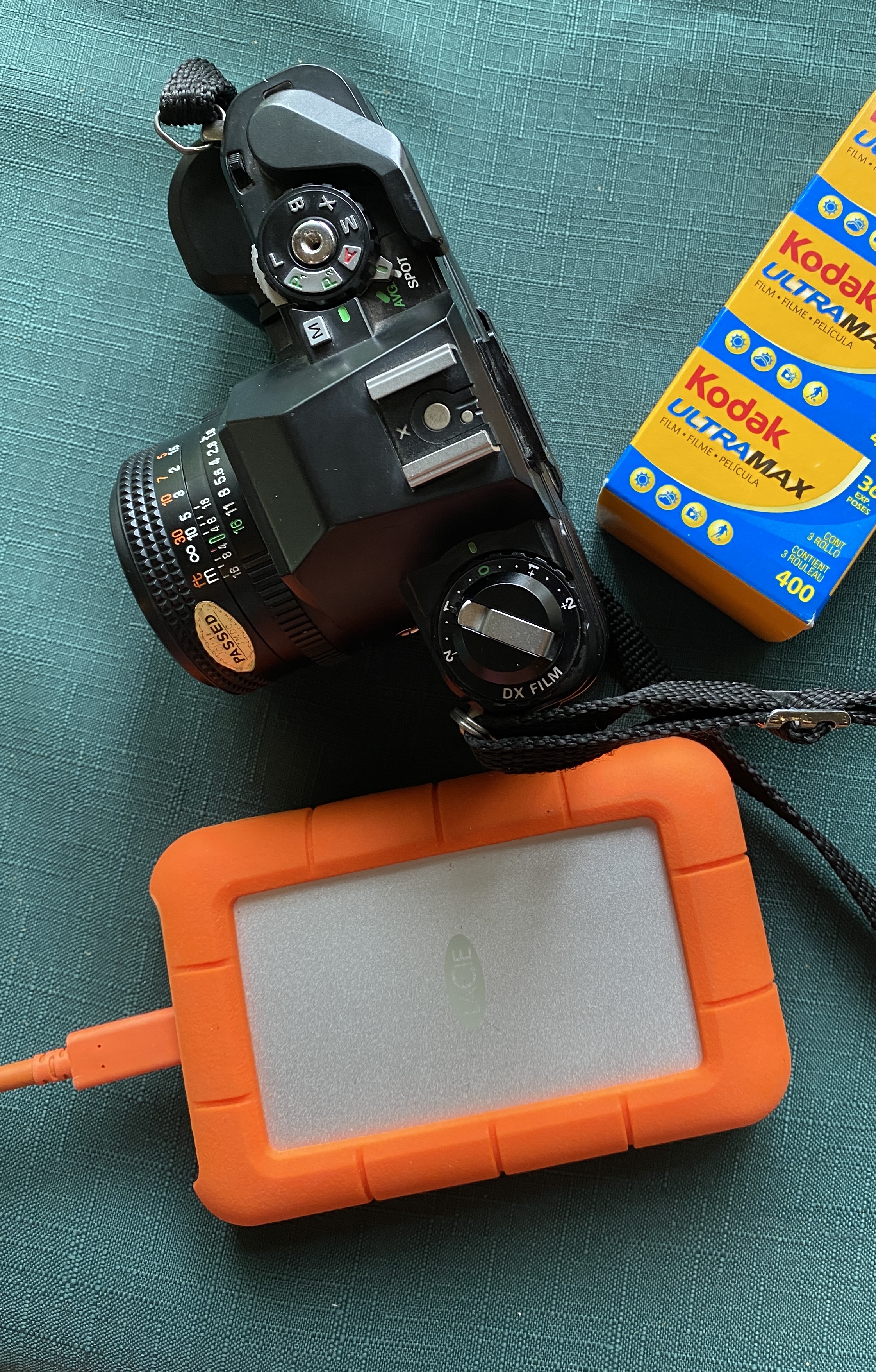 Old camera film and external drive