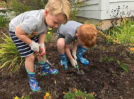 Children planting