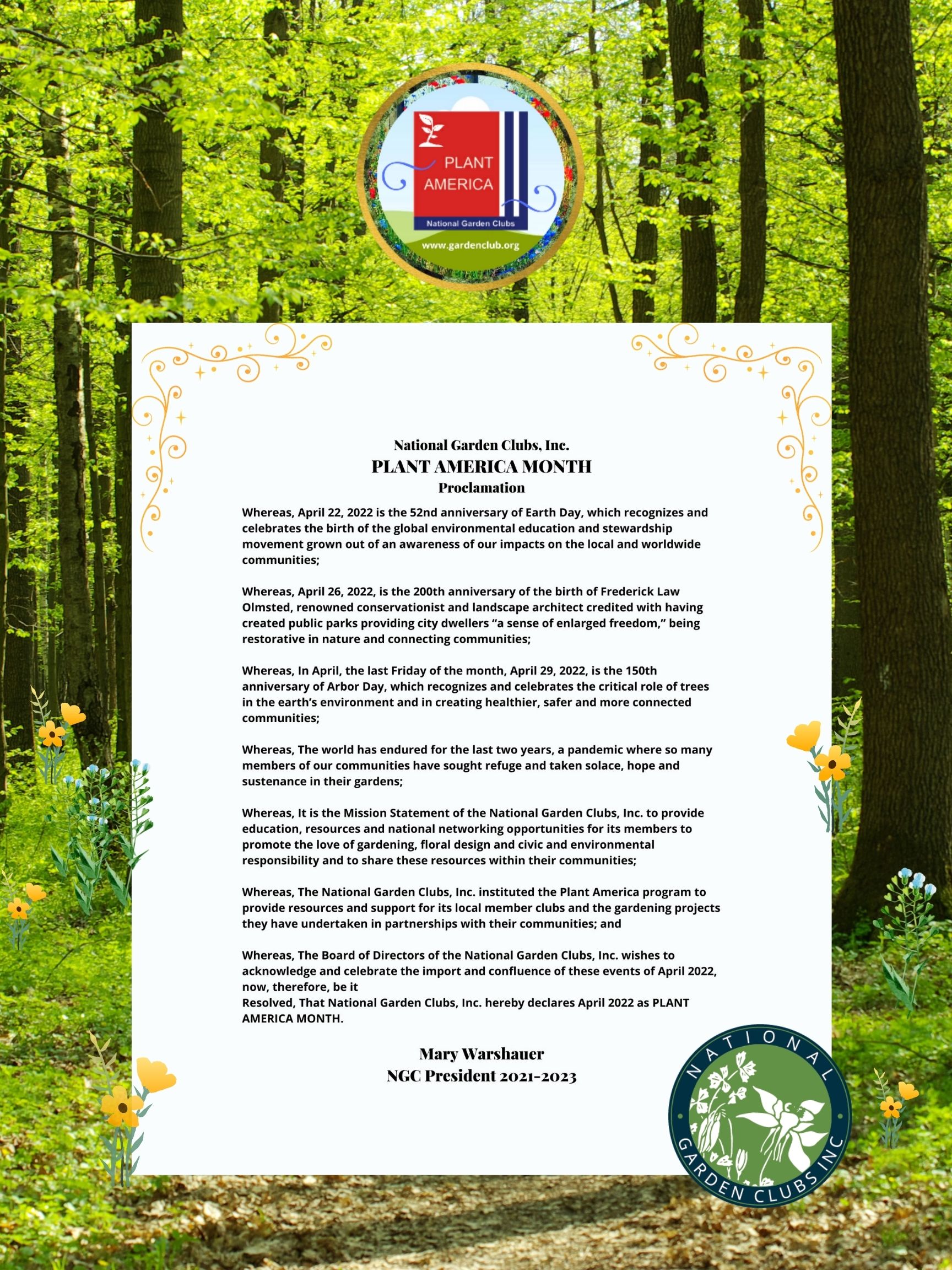 PLANT AMERICA Month Proclamation